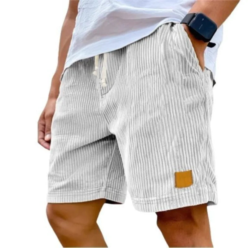 Men's Retro Corduroy Casual Shorts Men Fashion Solid Sweatpants