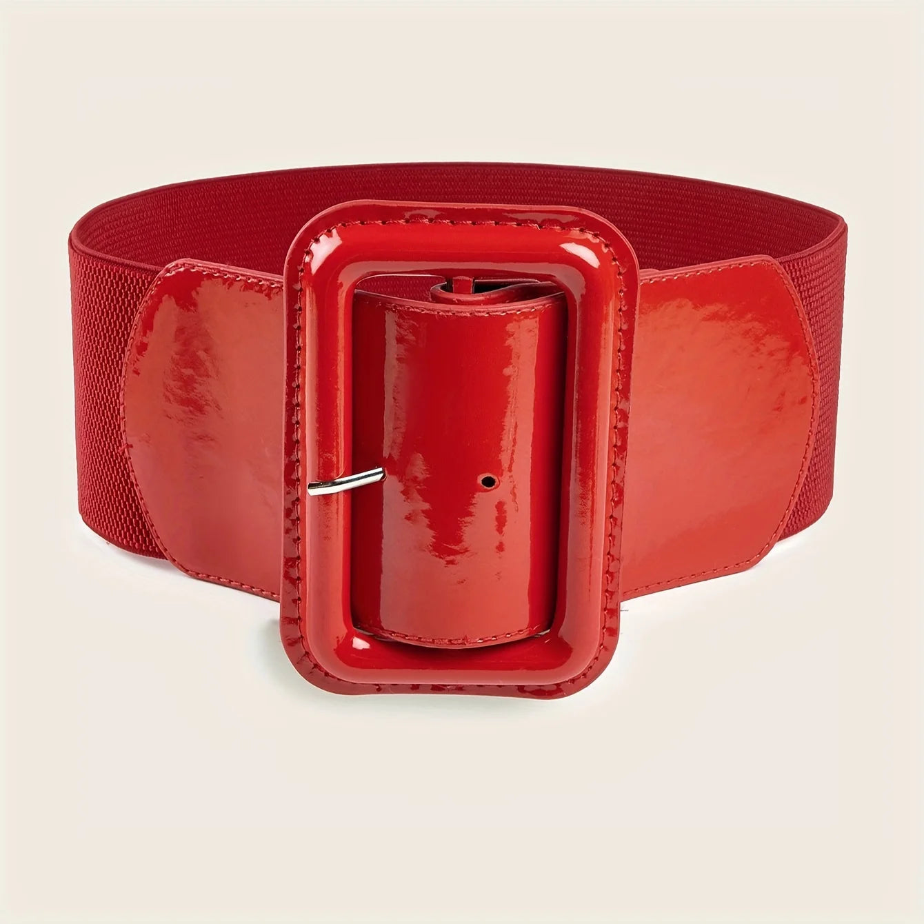 Rectangle Pin Buckle Wide Belt Women's Vintage Versatile Elastic Waistband Casual Daily Dress Coat Decoration Girdle