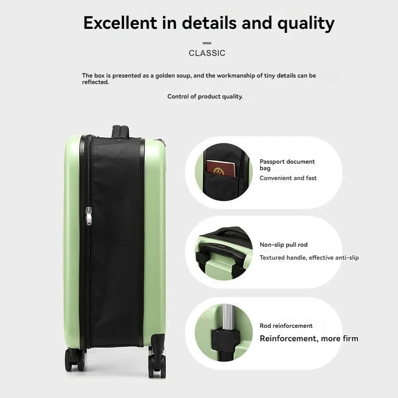 Foldable 4-Wheel Spinner Luggage with Retractable Handle, Portable Packing Suitcase, TSA Lock Carry-On 20-Inch Cabin Baggage