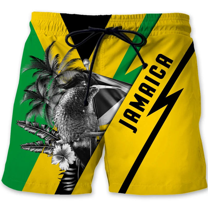 Men's 3D printed beach shorts, surfboard shorts, summer vacation swimming trunks, quick-drying ice silk shorts