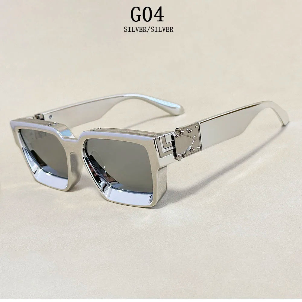 Senior Square Sunglass Men/Women Vintage Millionaire Sunglasses Women Silver Retro Fashion Glasses