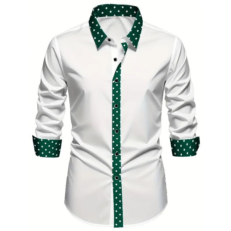 Men's Shirt Brand New Arrival Patchwork Four Season Tuxedo Long Sleeve Smart Casual Elastic Male Business Shirts