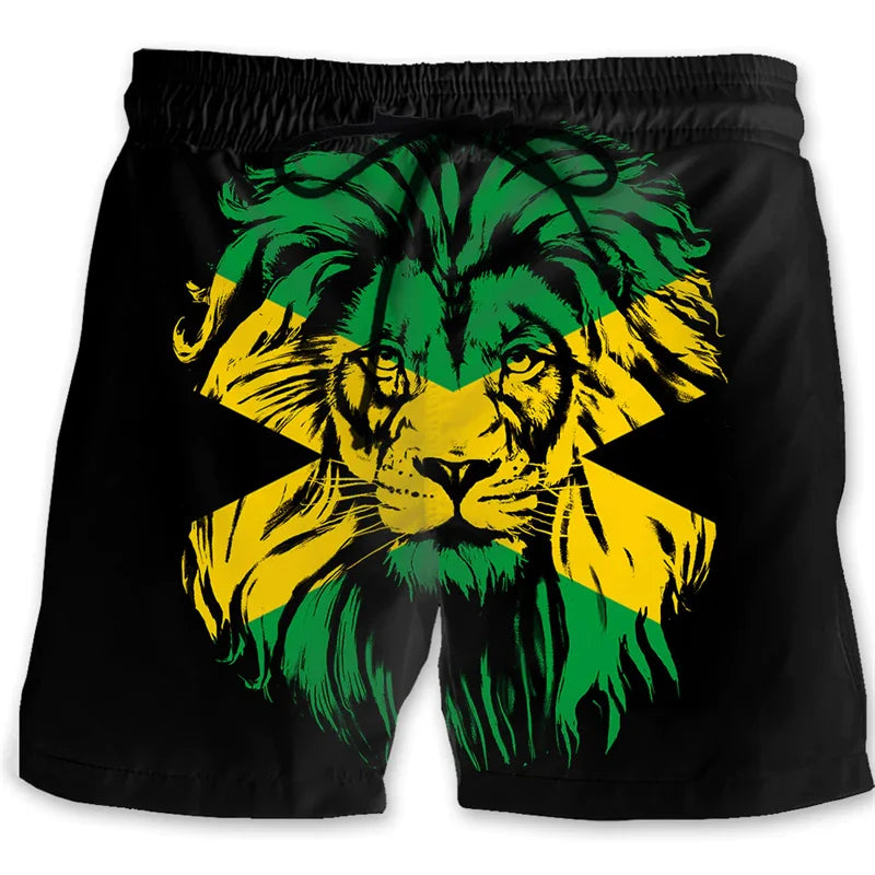 Men's 3D printed beach shorts, surfboard shorts, summer vacation swimming trunks, quick-drying ice silk shorts