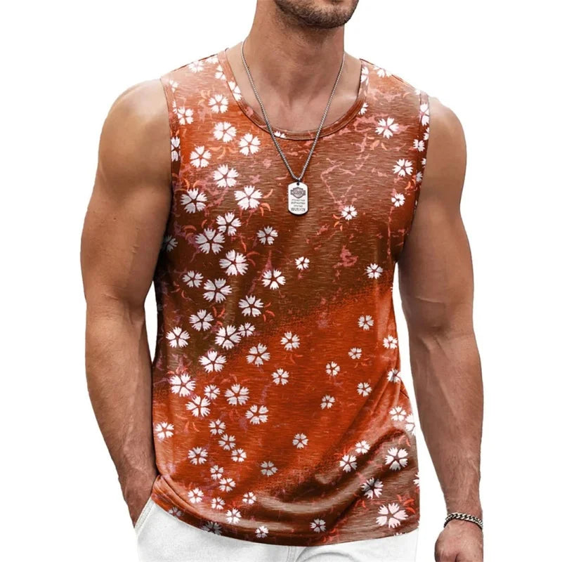 3D Printed Fun Geometry Tank Tops For Man Colorful Flowers Pattern Tees Summer Casual Vest Oversized Sports Street Tank Top