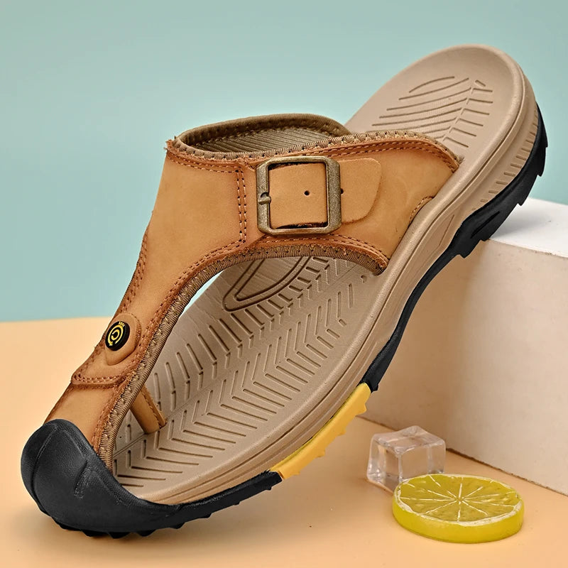 Leisure Walk Summer Slippers for Men Soft Sole Slides Outdoor Male Flip Flops All-match Casual Sandals Travel Wading Aqua Shoes