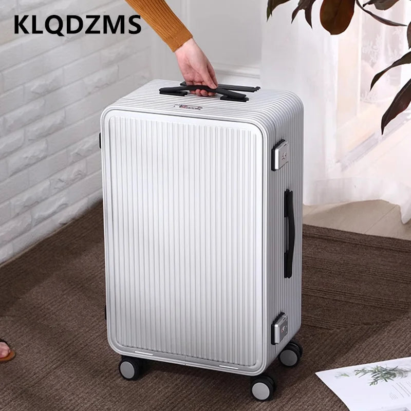 Men's Suitcase All Aluminum Magnesium Alloy Boarding Box Front Laptop Trolley Case Business Luggage