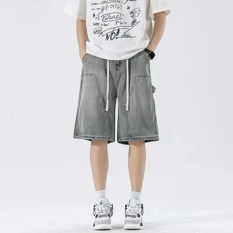 Fashion Streetwear Men's Denim Shorts Summer Loose Vintage