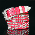 Fashion Leather Belts Men and Women Unisex Rhinestone Luxury Belts Casual Wide Buckle Punk Belts Crystal Bling Jeans Waistband
