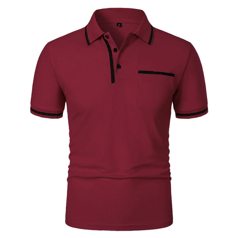 New Men's Short Sleeve Polo Shirts Solid Color Casual T-shirt