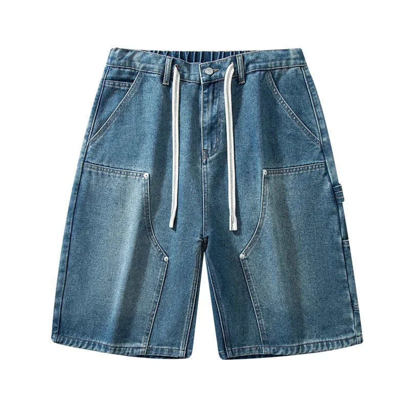 Fashion Streetwear Men's Denim Shorts Summer Loose Vintage