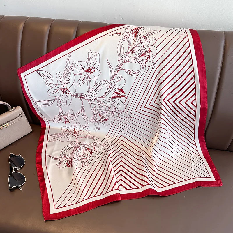 Spring/Summer Soft Satin Imitation Silk Neck Scarf