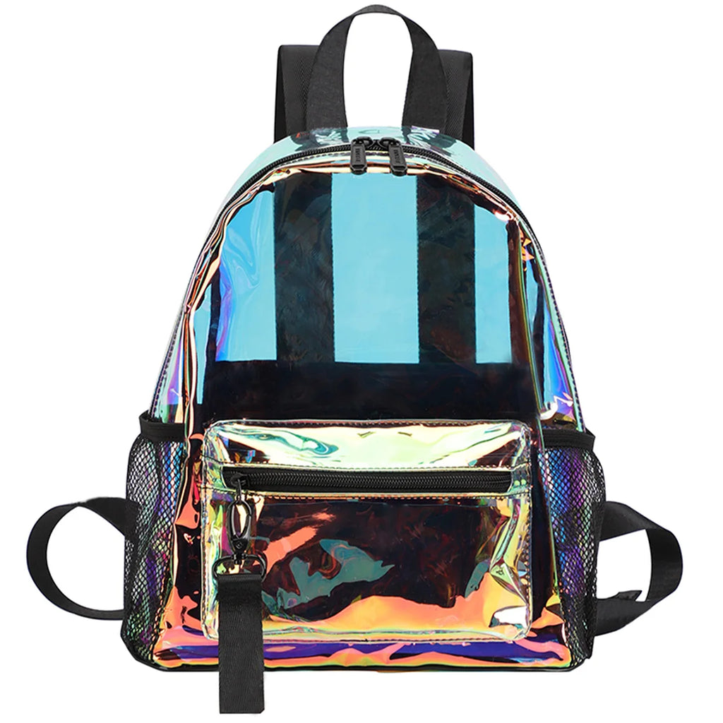 TINYAT PVC Clear Backpacks for Women Stylish Music Festival Water Resistant School Bag ita Bag for Easy Inspection During Travel