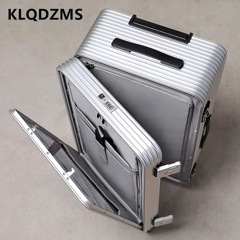 Men's Suitcase All Aluminum Magnesium Alloy Boarding Box Front Laptop Trolley Case Business Luggage