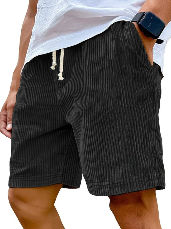 Men's Retro Corduroy Casual Shorts Men Fashion Solid Sweatpants