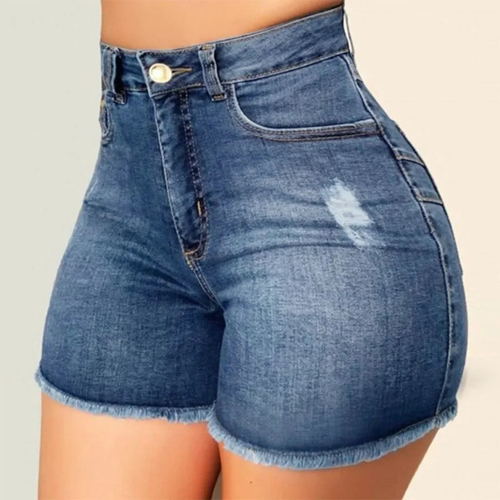 New Summer Womens Jeans Shorts Jeans Short Length High Waisted Broken Denim Shorts Ripped Jeans High Waisted Hot pant Shorts