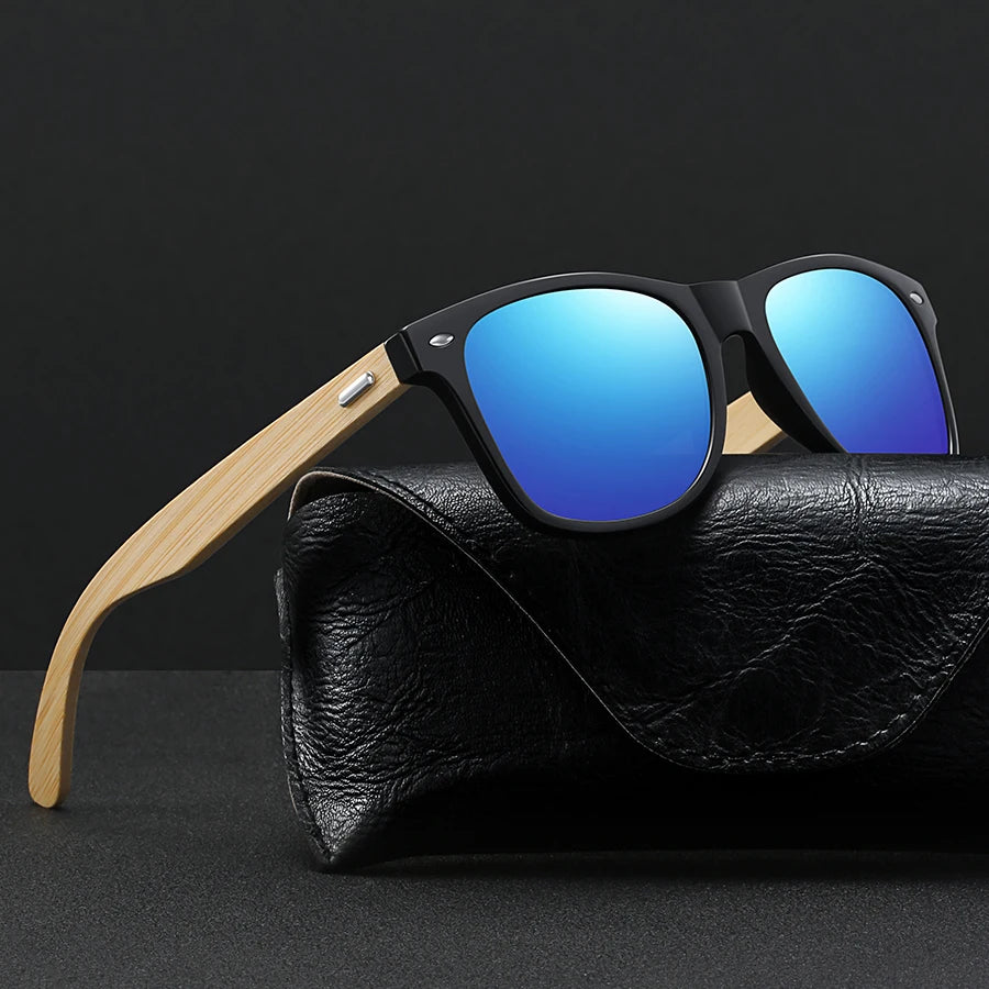 Fashion Bamboo Wood Vintage Square Sunglasses Men/Women Luxury Brand Designer Sun Glasses Wooden Driving Fishing UV400 Eyewear