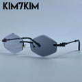 Small Hexagon Rimless Photochromic Sunglasses Men 2026 Luxury Leopard Frameless Sun Glasses Vintage Punk Polygon Eyewear Shade
