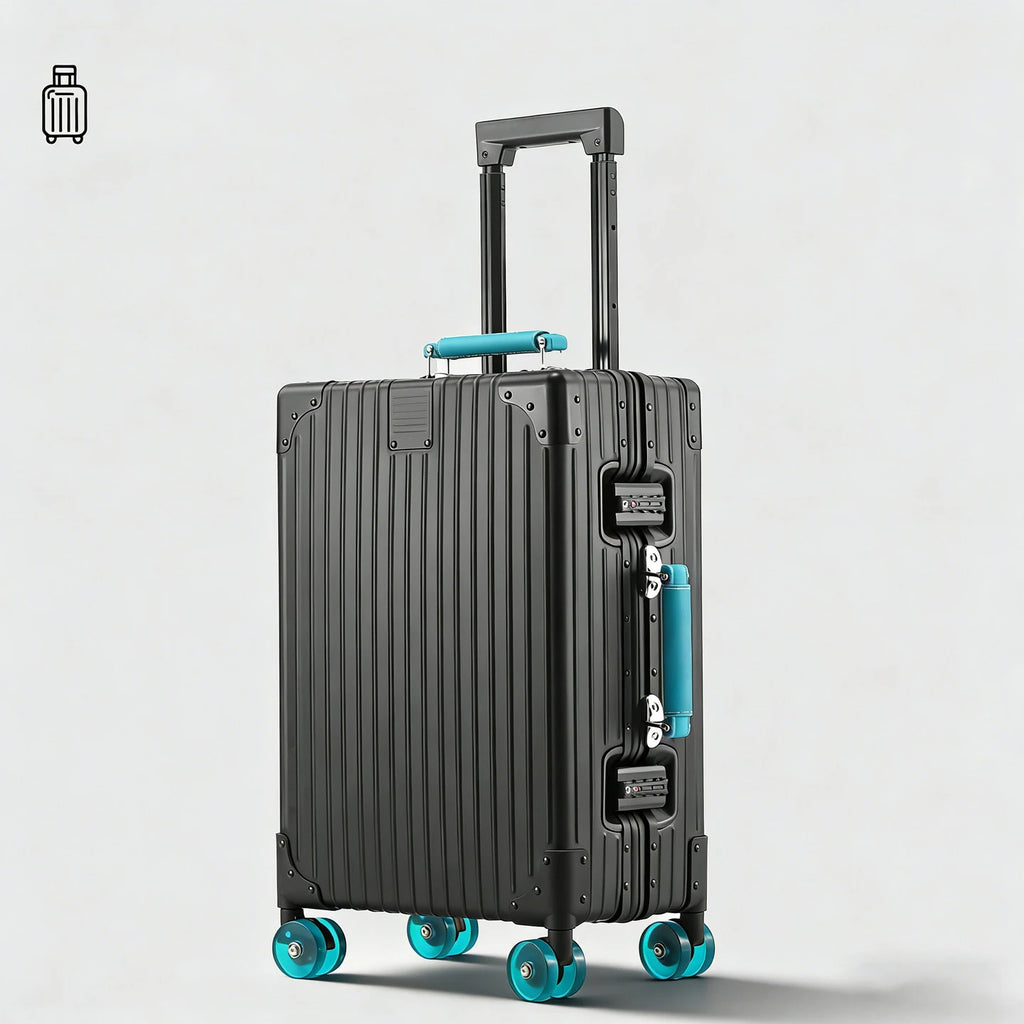 Jelly wheel all-aluminum magnesium alloy suitcase 20-inch carry-on luggage, sit-on suitcase with lock, 28-inch telescopic handle