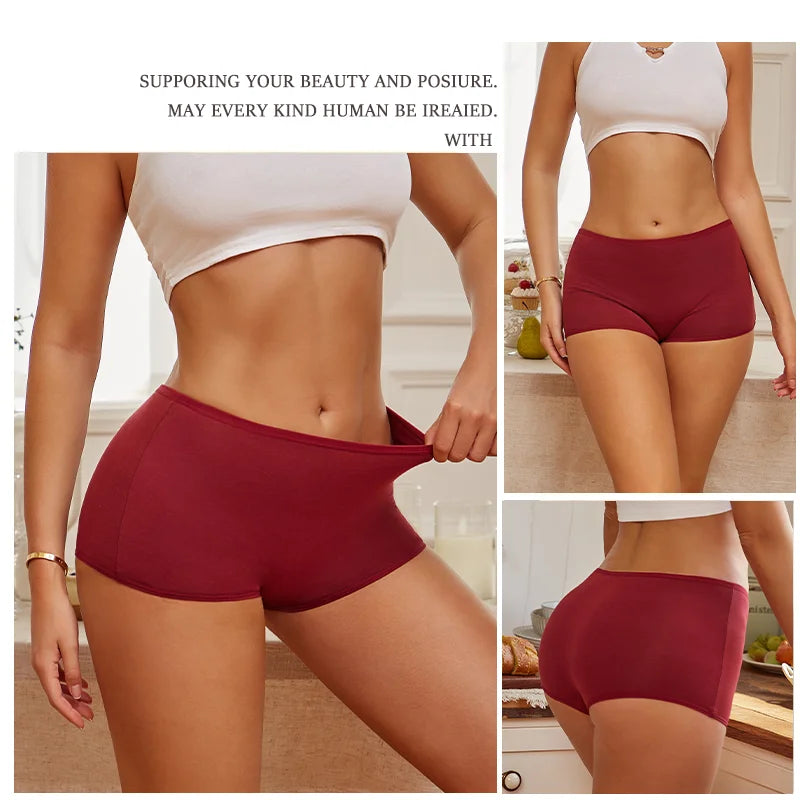 New Women's Panties Cotton Seamless Sports Boxers Underwear Female Solid Color Briefs Cozy Lingerie Intimate Underpants XS-XL