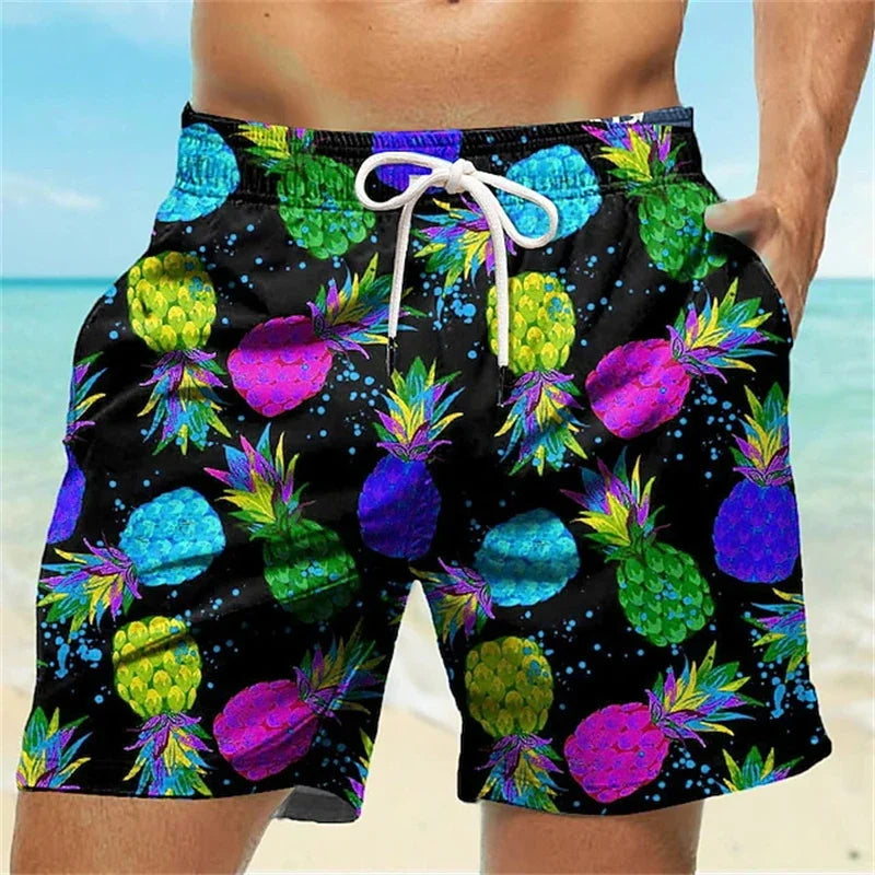 Men's shorts 3D printed graffiti art pattern beach shorts, casual fashion swimming beach shorts