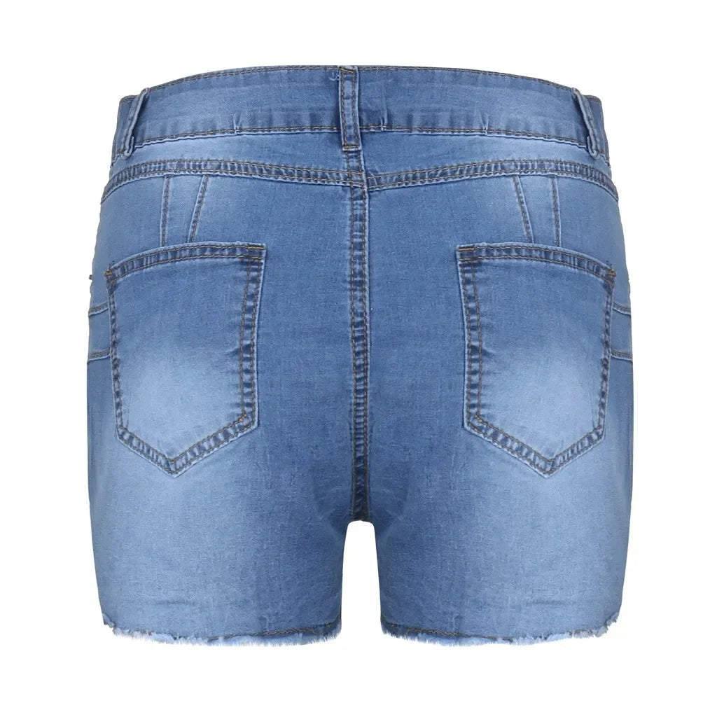 New Summer Womens Jeans Shorts Jeans Short Length High Waisted Broken Denim Shorts Ripped Jeans High Waisted Hot pant Shorts