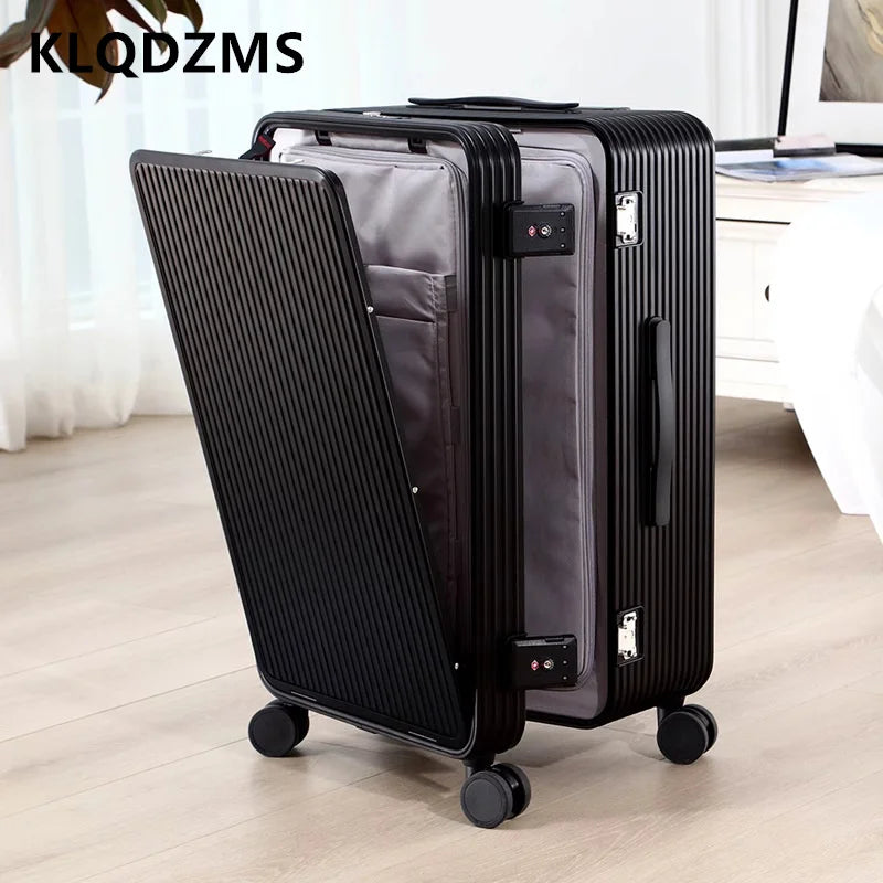 Men's Suitcase All Aluminum Magnesium Alloy Boarding Box Front Laptop Trolley Case Business Luggage