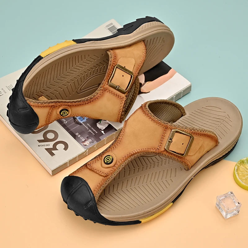 Leisure Walk Summer Slippers for Men Soft Sole Slides Outdoor Male Flip Flops All-match Casual Sandals Travel Wading Aqua Shoes