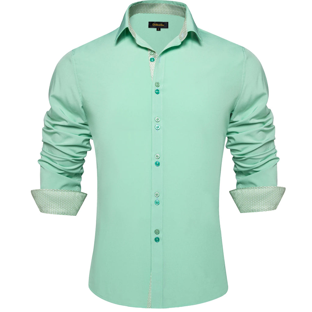 Men's Polyester Cotton Shirts Long Sleeve Paisley Patchwork Social Casual Dress Shirt