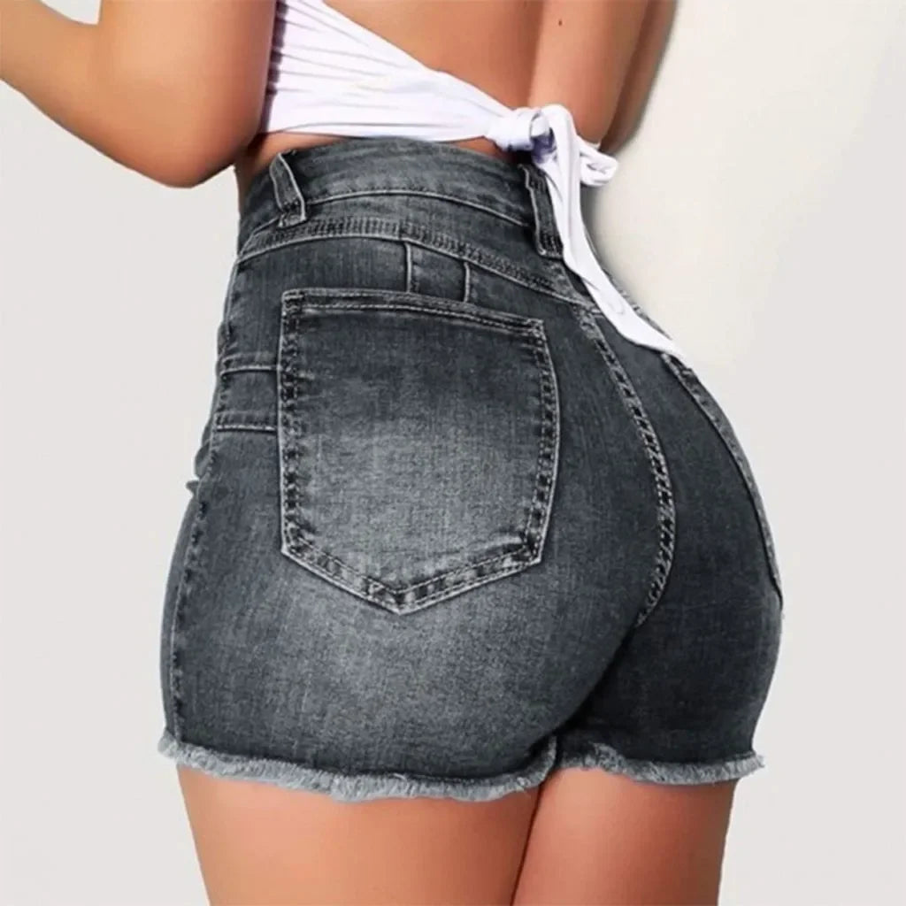 New Summer Womens Jeans Shorts Jeans Short Length High Waisted Broken Denim Shorts Ripped Jeans High Waisted Hot pant Shorts