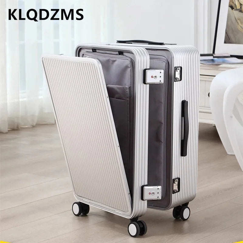 Men's Suitcase All Aluminum Magnesium Alloy Boarding Box Front Laptop Trolley Case Business Luggage