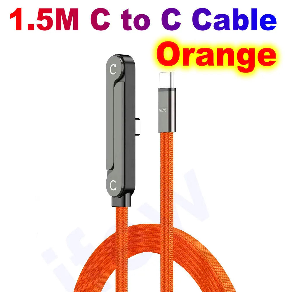 USB Type C Flat Charger Charging Cable C Kick Cable Stand With Invisible Support Foldable Phone Holder 240W Charge Wire Bracket