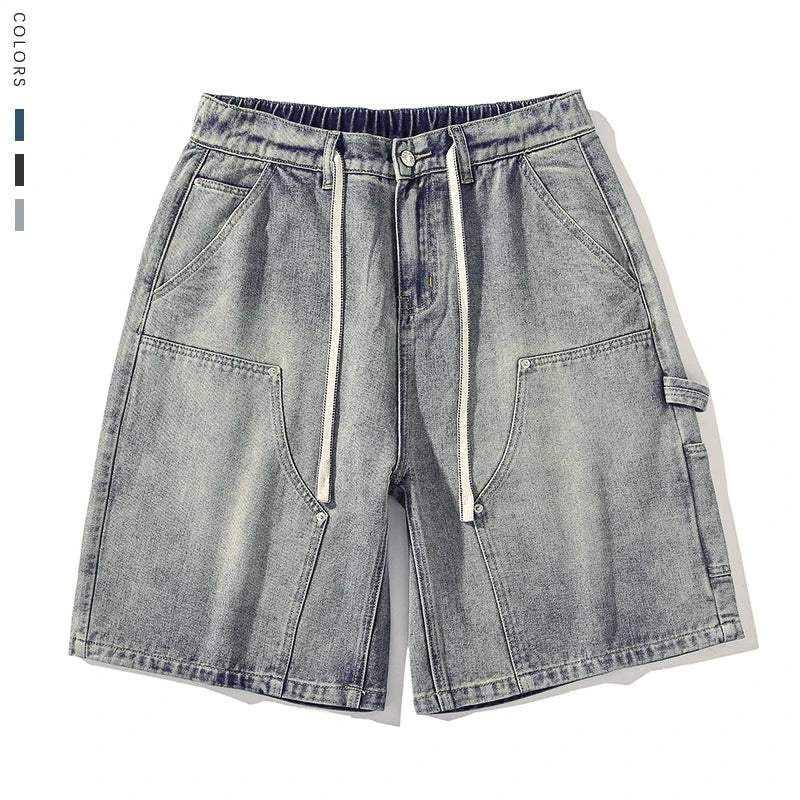 Fashion Streetwear Men's Denim Shorts Summer Loose Vintage