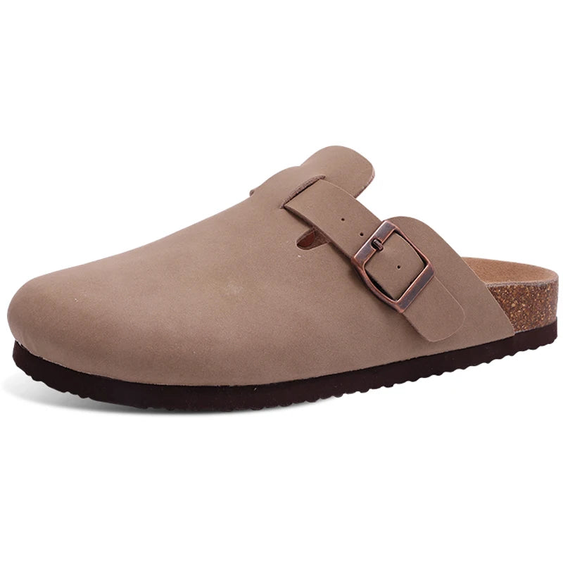 Litfun Retro Cork Clogs Slippers For Men Fashion Men Mules Shoe with Arch Support Unisex Classic Beach Shoes Men's Suede Sandals