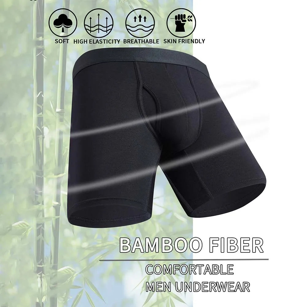 8-Pack Boxers Man Bamboo Fiber Men's panties Sexy Long Boxer Briefs Breathable and Soft