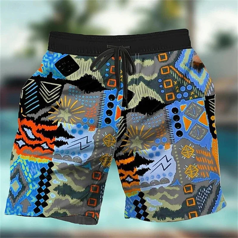 Men's shorts 3D printed graffiti art pattern beach shorts, casual fashion swimming beach shorts
