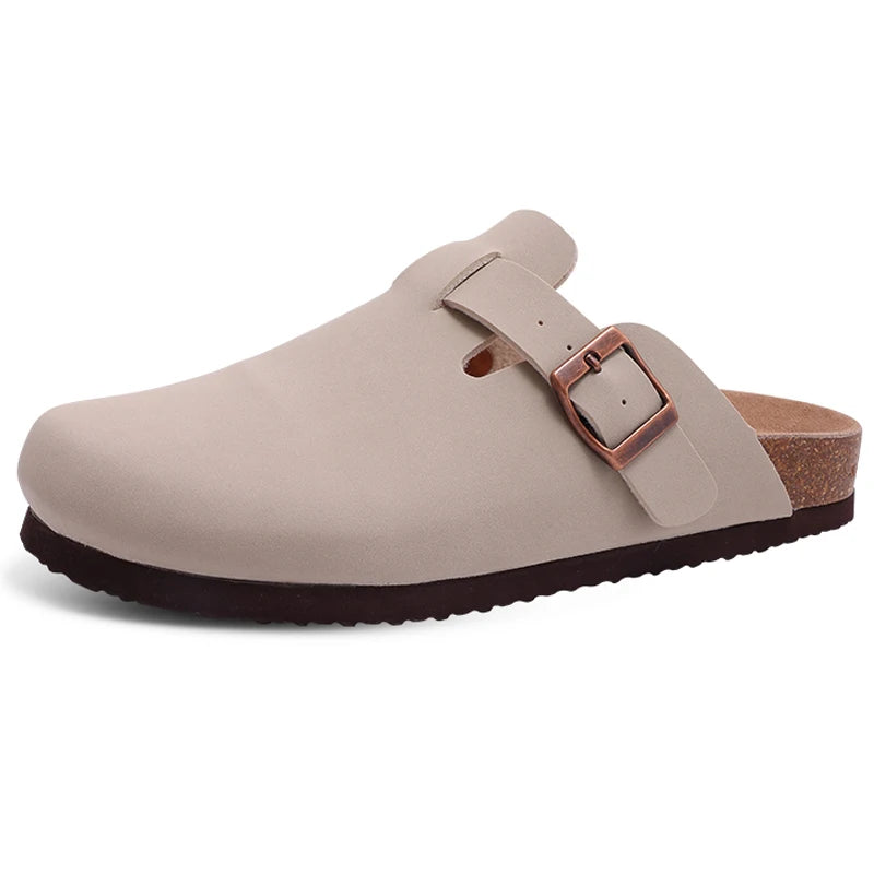 Litfun Retro Cork Clogs Slippers For Men Fashion Men Mules Shoe with Arch Support Unisex Classic Beach Shoes Men's Suede Sandals