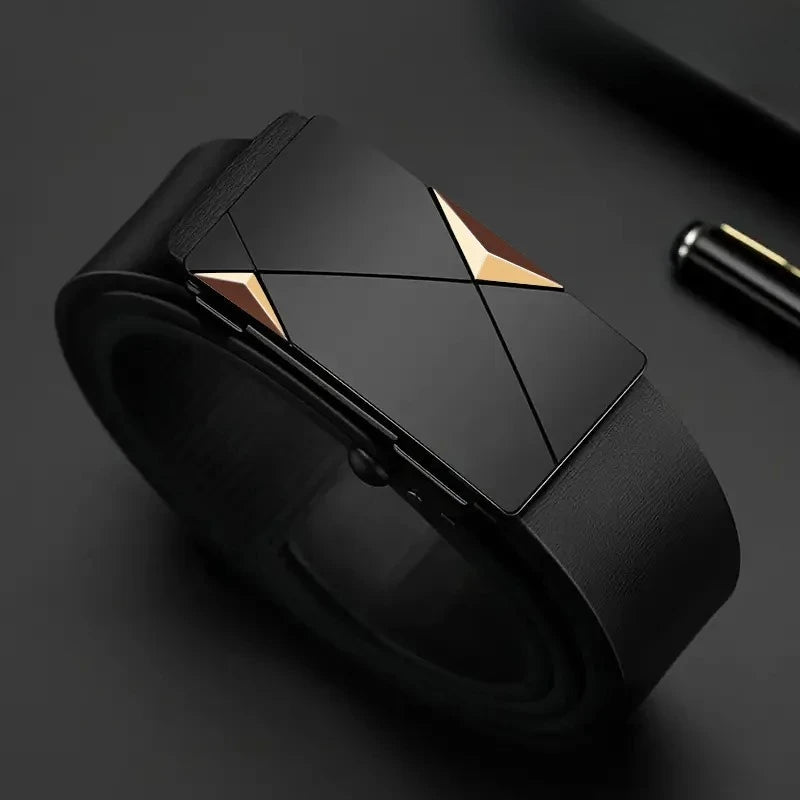 Men's Leather Belt Fashion Automatic Buckle Cowskin Male Belts Luxury Designer Black belt
