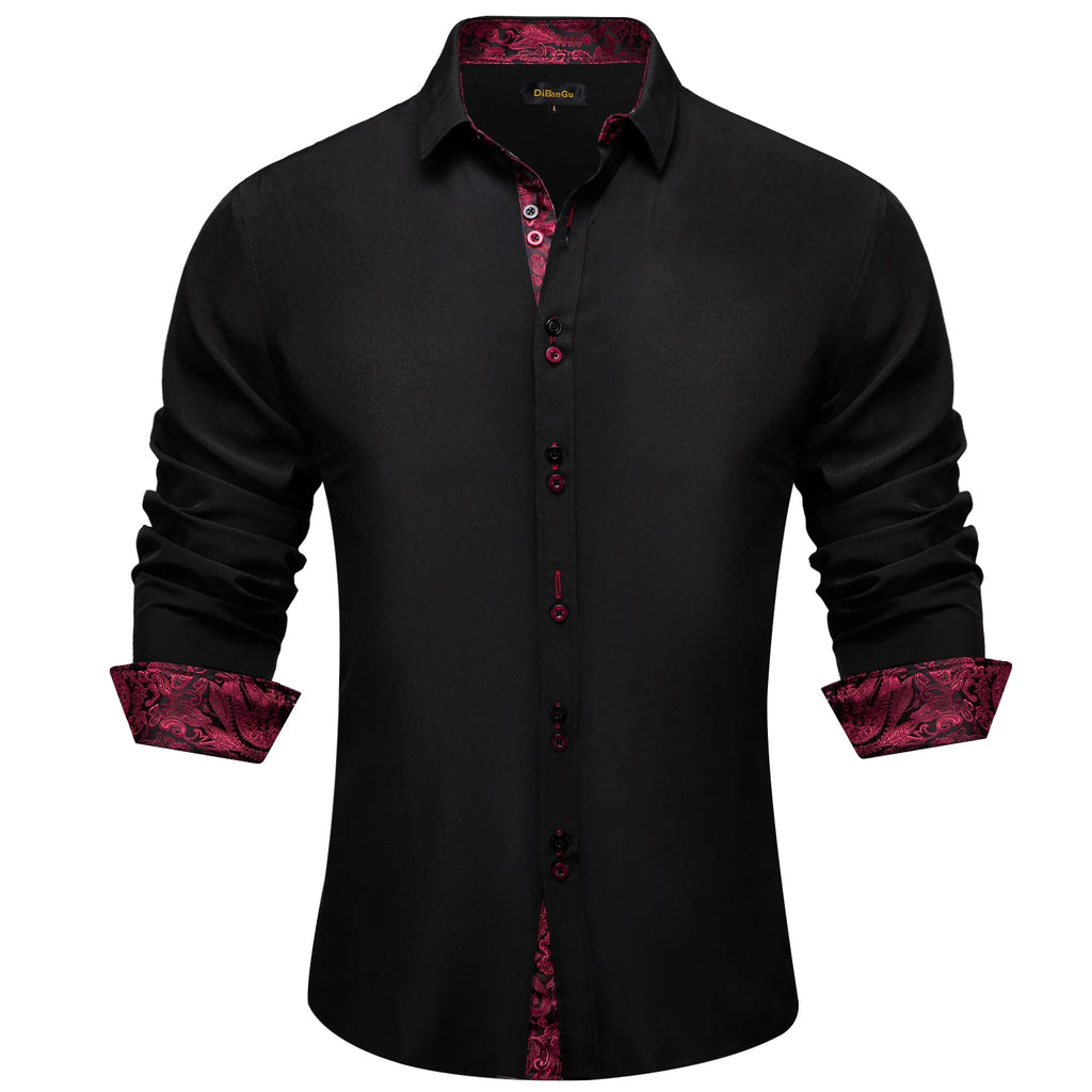 Men's Polyester Cotton Shirts Long Sleeve Paisley Patchwork Social Casual Dress Shirt