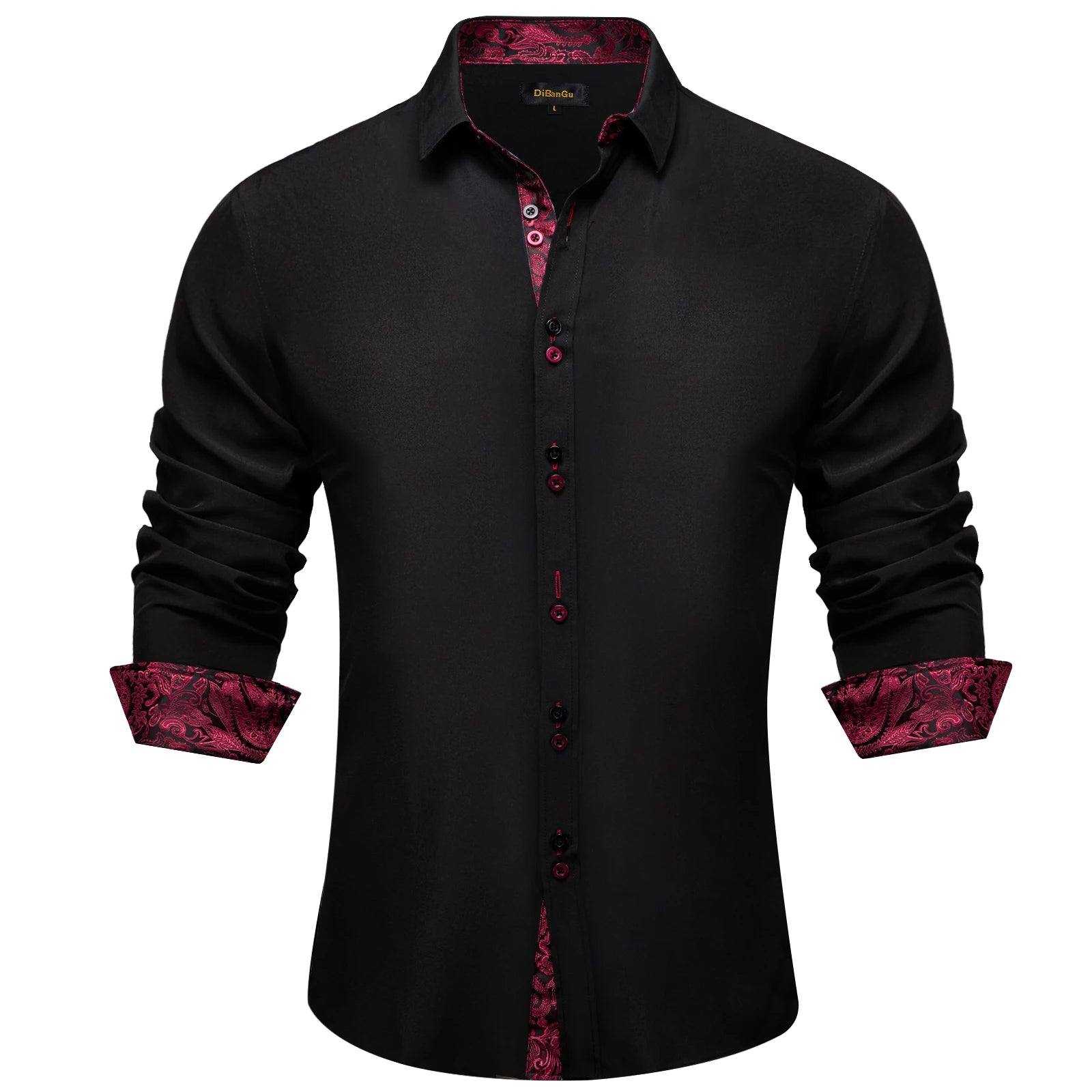 Men's Polyester Cotton Shirts Long Sleeve Paisley Patchwork Social Casual Dress Shirt