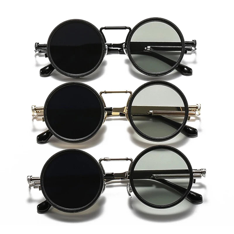 SHAUNA Retro Metal Round Punk ND9-level Adjustable Dimming Sunglasses Women Polarized UV400 Fashion Men Outdoor Sun Glasses