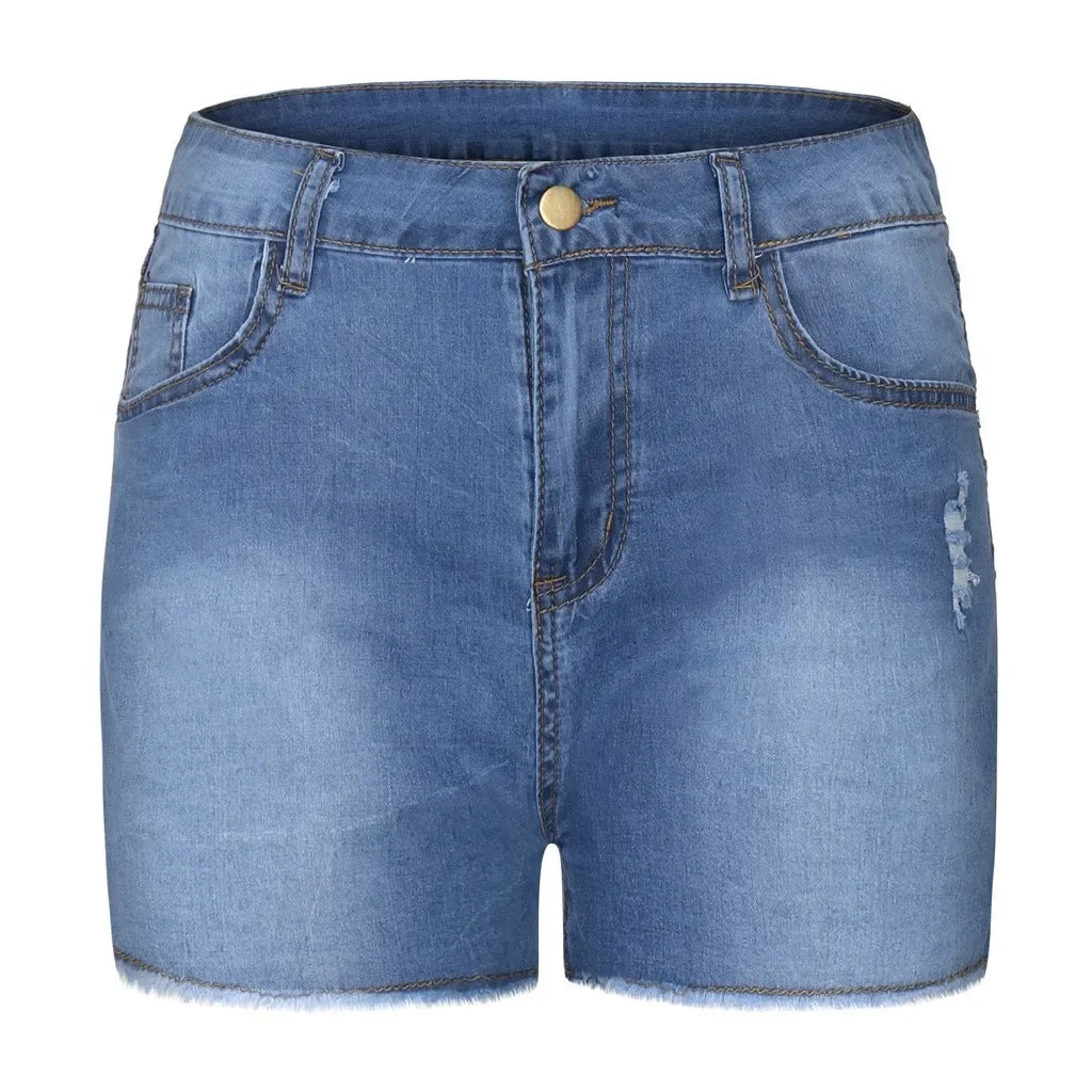 New Summer Womens Jeans Shorts Jeans Short Length High Waisted Broken Denim Shorts Ripped Jeans High Waisted Hot pant Shorts