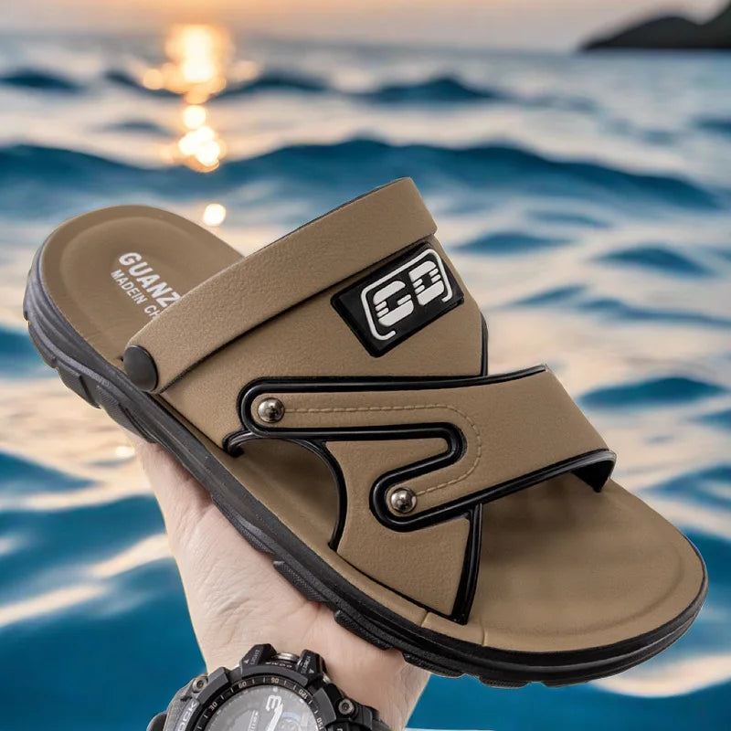 Men's Sandals Anti Slip Beach Shoes, Summer Versatile Anti Odor Dual Purpose Men's Fashion Waterproof Cool Slippers
