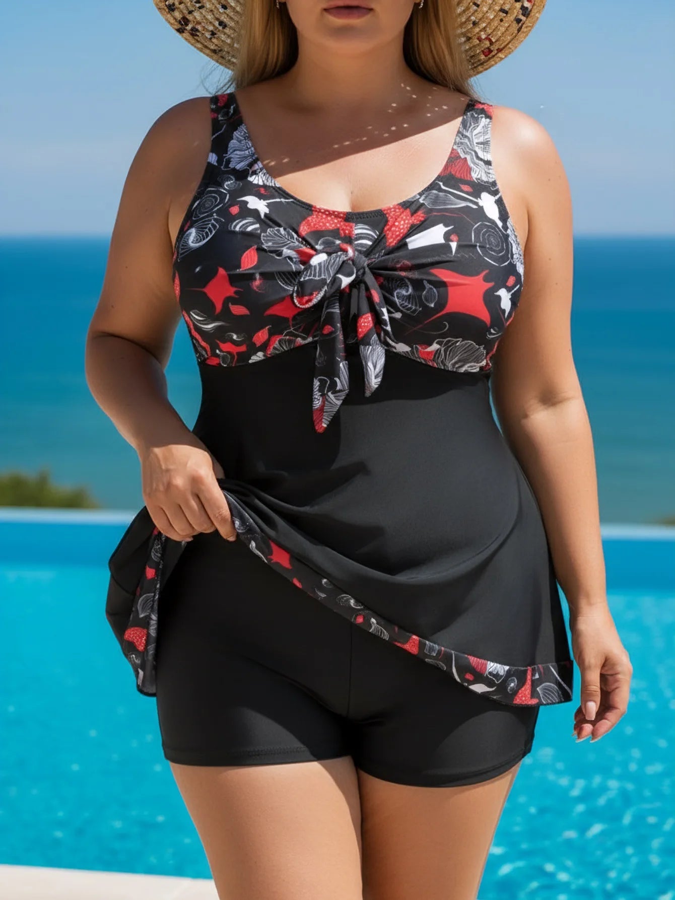 2 Piece Floral Large Plus Size Swimsuit