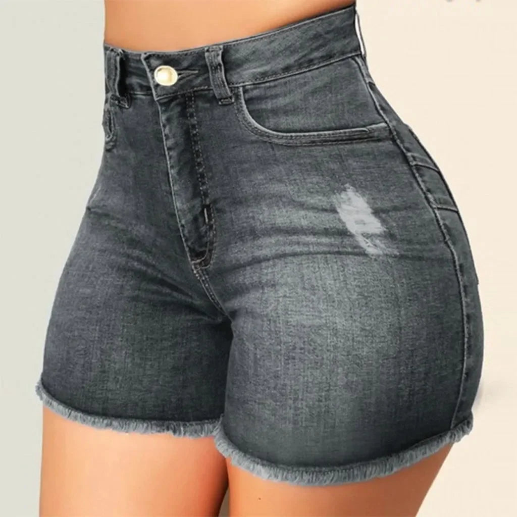New Summer Womens Jeans Shorts Jeans Short Length High Waisted Broken Denim Shorts Ripped Jeans High Waisted Hot pant Shorts