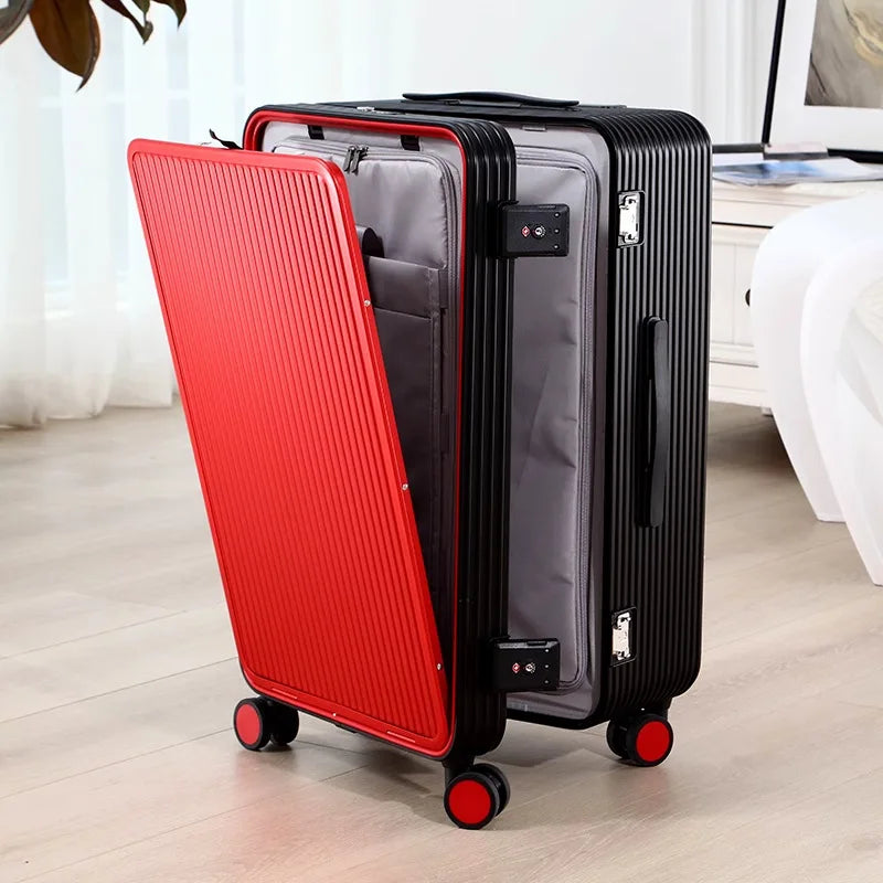 Men's Suitcase All Aluminum Magnesium Alloy Boarding Box Front Laptop Trolley Case Business Luggage