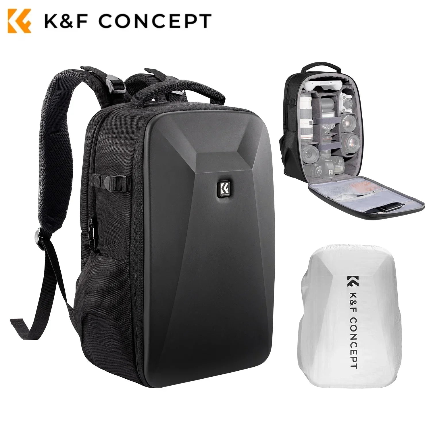 K&F CONCEPT 22L Camera Bag Large Capacity Travel Photography Backpack Waterproof Men's backpack Bag DSLR/SLR Camera Rain Cover