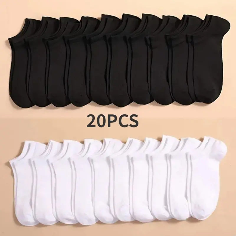 10 Pairs Unisex Casual Plain Color Boat Socks Thin Breathable & Comfy