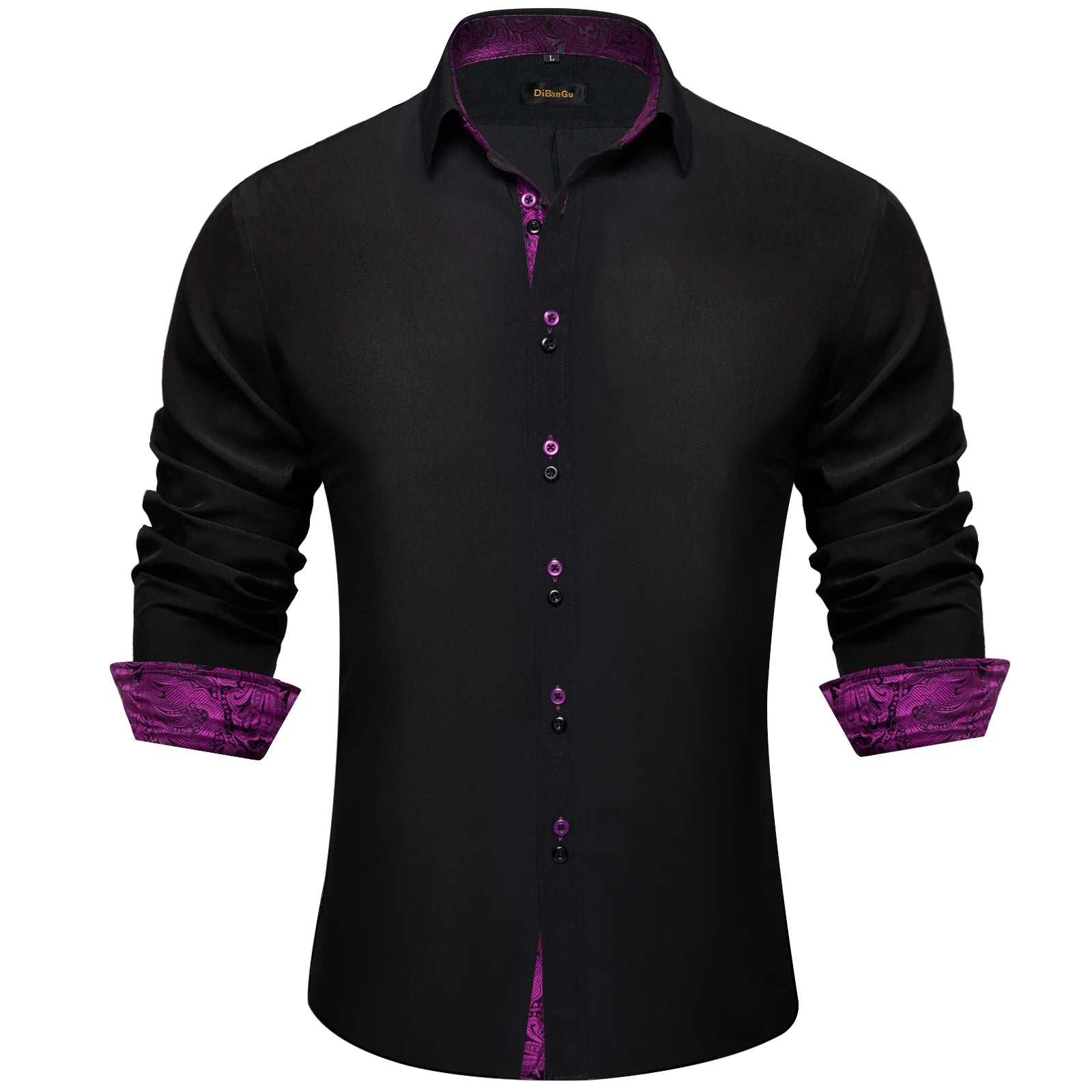 Men's Polyester Cotton Shirts Long Sleeve Paisley Patchwork Social Casual Dress Shirt