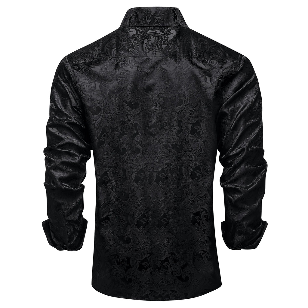 Men's Shirts Long Sleeve Polyester Dress Shirts Luxury Tuxedo Turn Down Collar Social Paisley Shirt Men Clothing