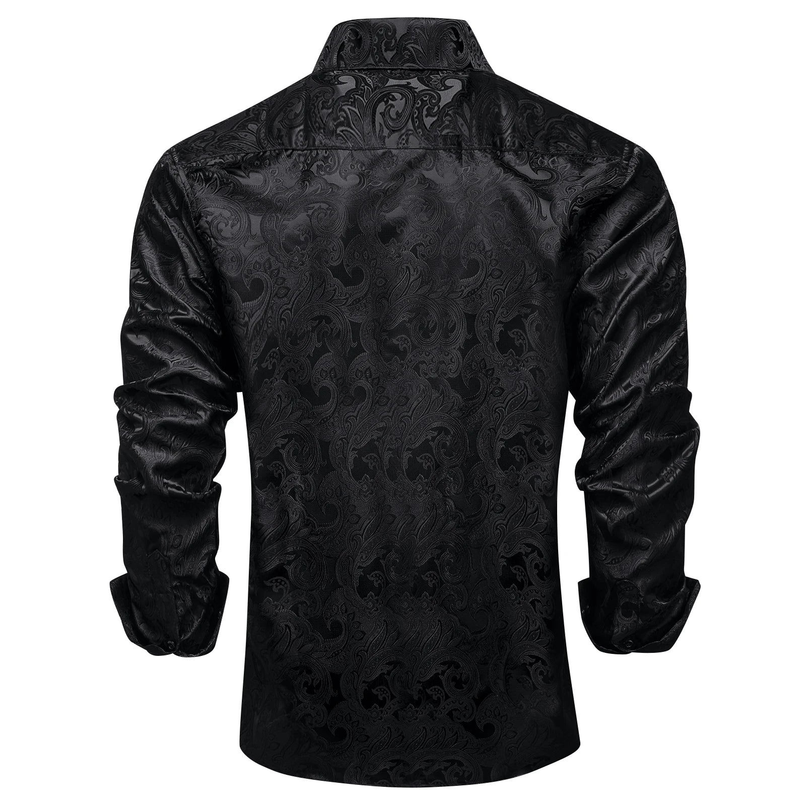 Men's Shirts Long Sleeve Polyester Dress Shirts Luxury Tuxedo Turn Down Collar Social Paisley Shirt Men Clothing